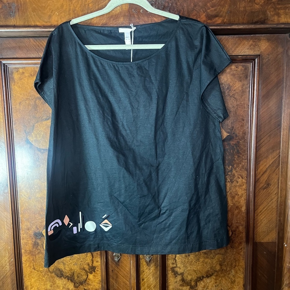 NWT Chloe- Black 100% Cotton Mare Donna T Shirt. Size S